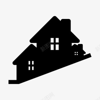 别墅住宅建筑山丘图标图标