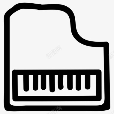 手绘的学生钢琴大钢琴乐器图标图标