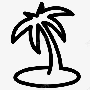 海岸岛屿棕榈树图标图标