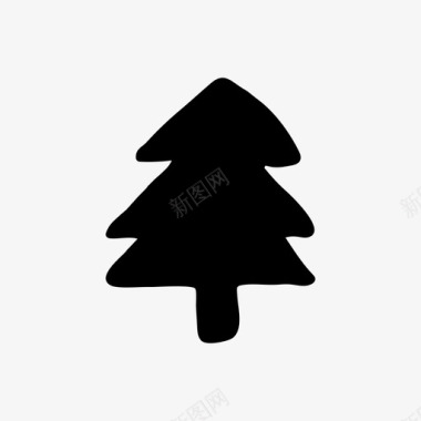松树手绘线框图标图标