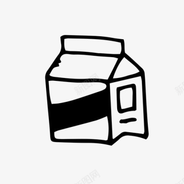 牛奶盒涂鸦午餐图标图标