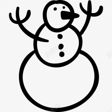外套雪人雪人手绘圣诞节图标图标