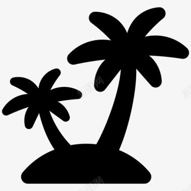 棕榈树海滩棕榈岛图标图标
