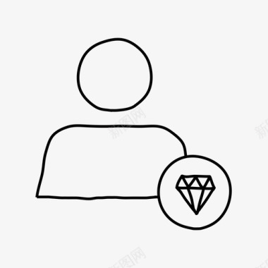 钻石用户手绘个人资料图标图标