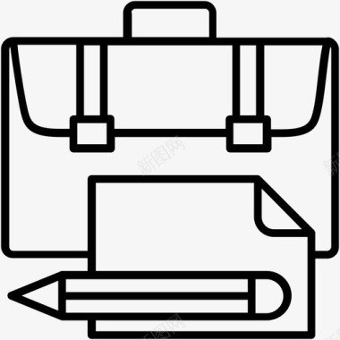 公文包商务网页和开发平面线图标图标