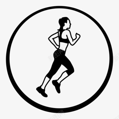 跑步女人健身慢跑图标图标