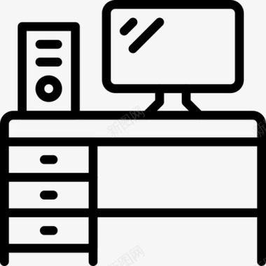 概述电脑桌设备办公室图标图标