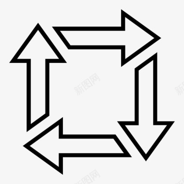 旋转箭头方形循环循环刷新图标图标
