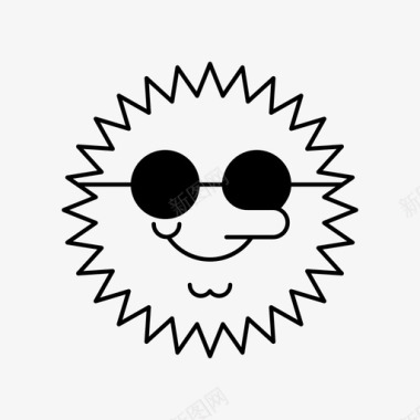 卡通太阳眼镜太阳脸快乐的太阳炎热的天气图标图标