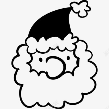 圣诞老人头上留着卷曲的胡须手画的圣诞标语图标图标