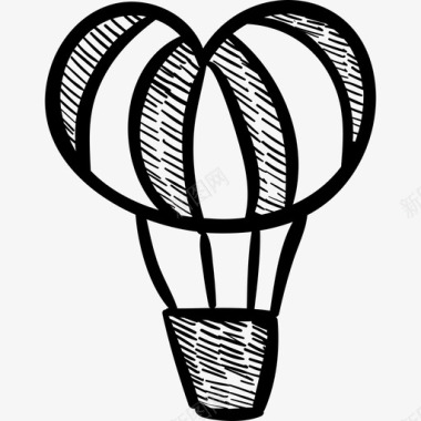 热气球背景心脏热气球标牌情人节礼物图标图标
