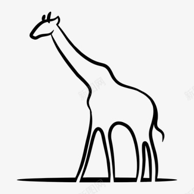 长颈鹿动物动物线图标图标