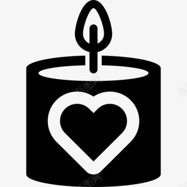 浪漫的蜡烛标语圣瓦伦丁图标图标
