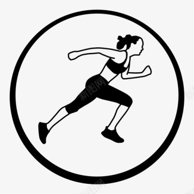 跑步女性有氧运动健身图标图标