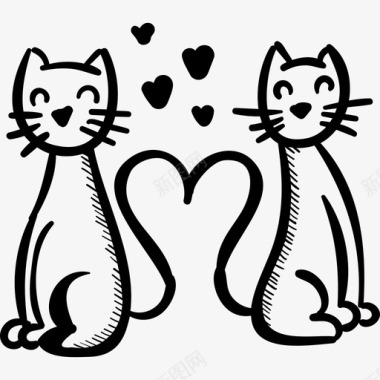 恋爱中的猫动物情人节礼物图标图标
