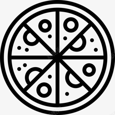 轮廓披萨托盘烹饪食物图标图标