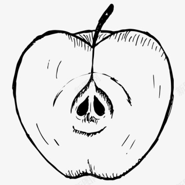 半苹果水果手绘图标图标