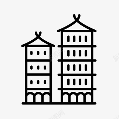 城镇建筑中国图标图标