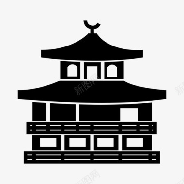 旅游建筑金阁寺日本建筑宗教场所图标图标