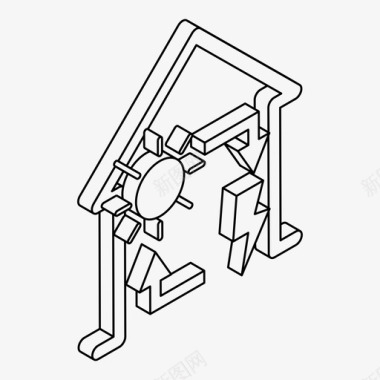 老人家庭家庭电力能源图标图标