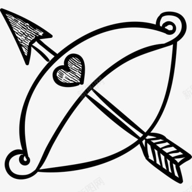 爱情的箭和弓标志情人节礼物图标图标