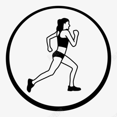 跑步女人健身慢跑图标图标