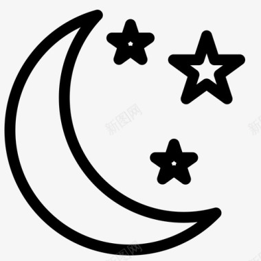 夜晚月亮星星图标图标