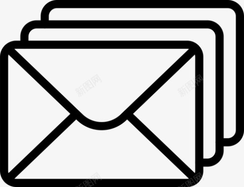 时尚信封设计堆叠信封信件邮件图标图标