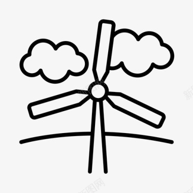 风力涡轮机环保绿色能源图标图标
