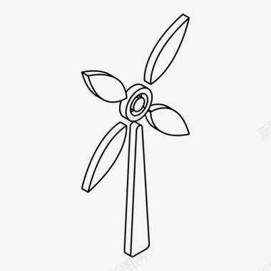 风力涡轮机电力图标图标