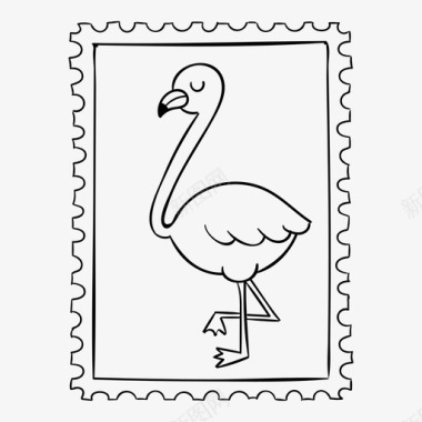 邮票小鸟火烈鸟图标图标