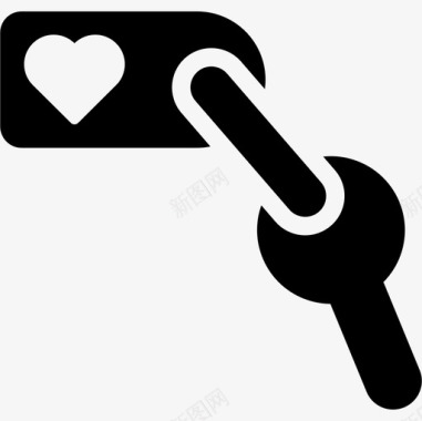 带钥匙扣指北针带心形钥匙扣的钥匙圣瓦伦丁图标图标