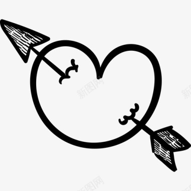 心形符号涂鸦心形箭头符号情人节礼物集图标图标