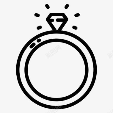 结婚戒指钻石心图标图标
