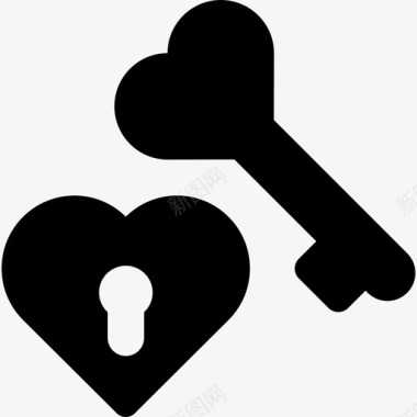 心锁和钥匙圣瓦伦丁图标图标