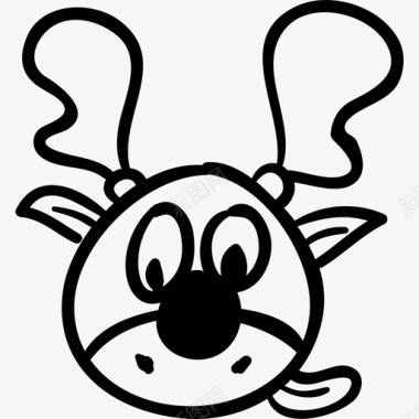 驯鹿卡通头标志手绘圣诞图标图标