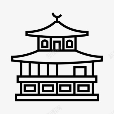 卡通旅游建筑金阁寺日本建筑流行建筑图标图标