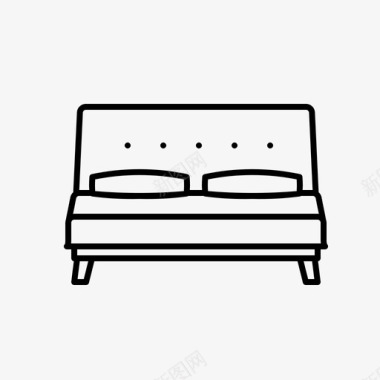 现代大号床卧室夜间图标图标