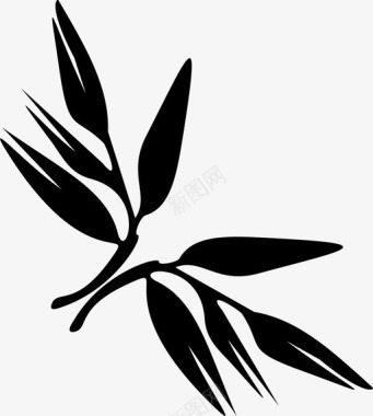 竹叶药用植物图标图标