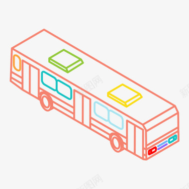 公共交通标识公共汽车长途汽车等距图标图标