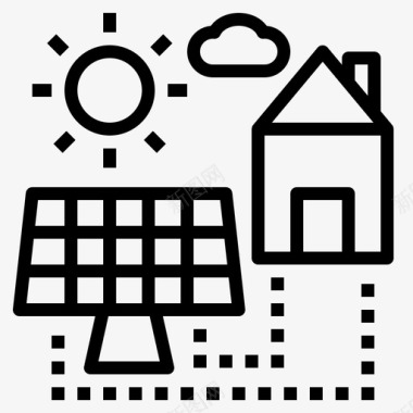 太阳能板电池房子图标图标