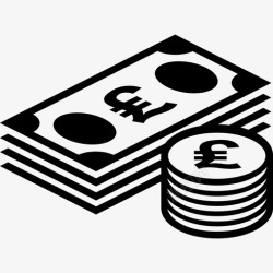 一摞钞票一磅一摞钞票硬币图标高清图片