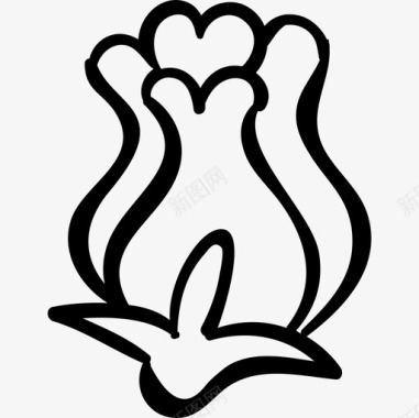花朵圣瓦伦丁轮廓黑色图标图标