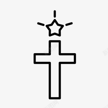 十字架闪亮星星图标图标