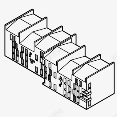 简易画作城市公寓公寓住宅图标图标