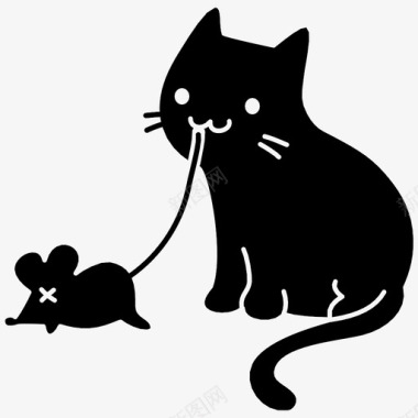 躺着的猫猫和老鼠可爱猫图标图标