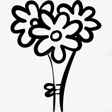 花朵圣瓦伦丁轮廓黑色图标图标
