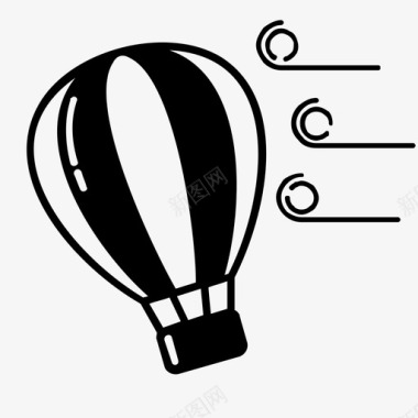 热气球热气球飞行运输图标图标