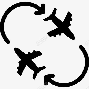错综盘旋飞机在机场盘旋运输图标图标