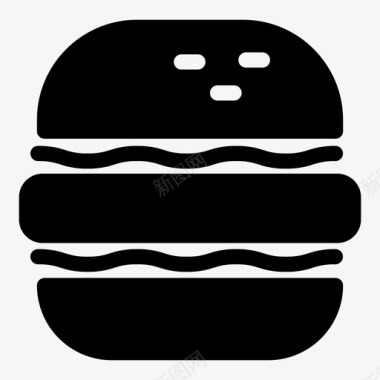 黑汉堡美味食物图标图标